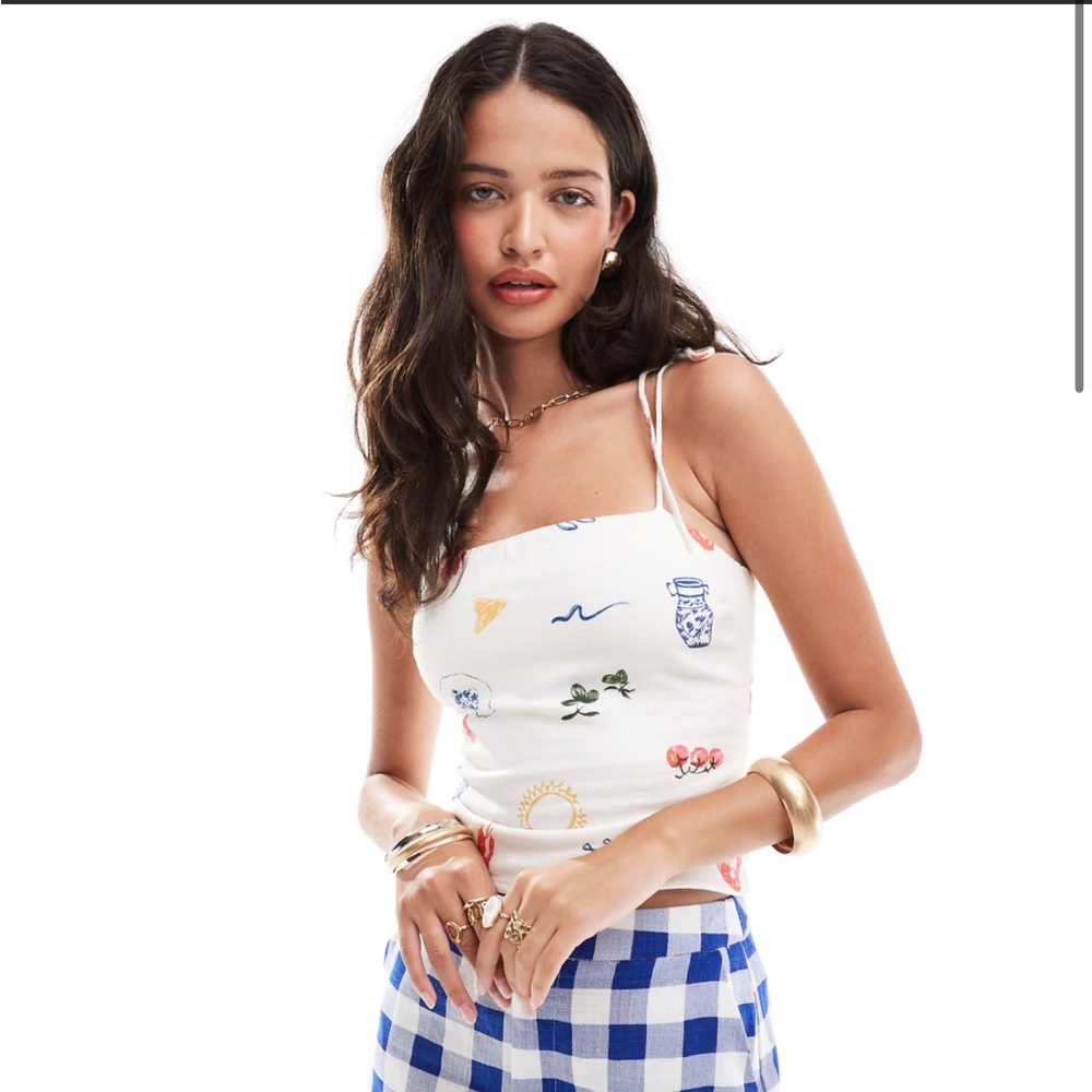 Abercrombie & Fitch Linen Blend Tie Strap Top